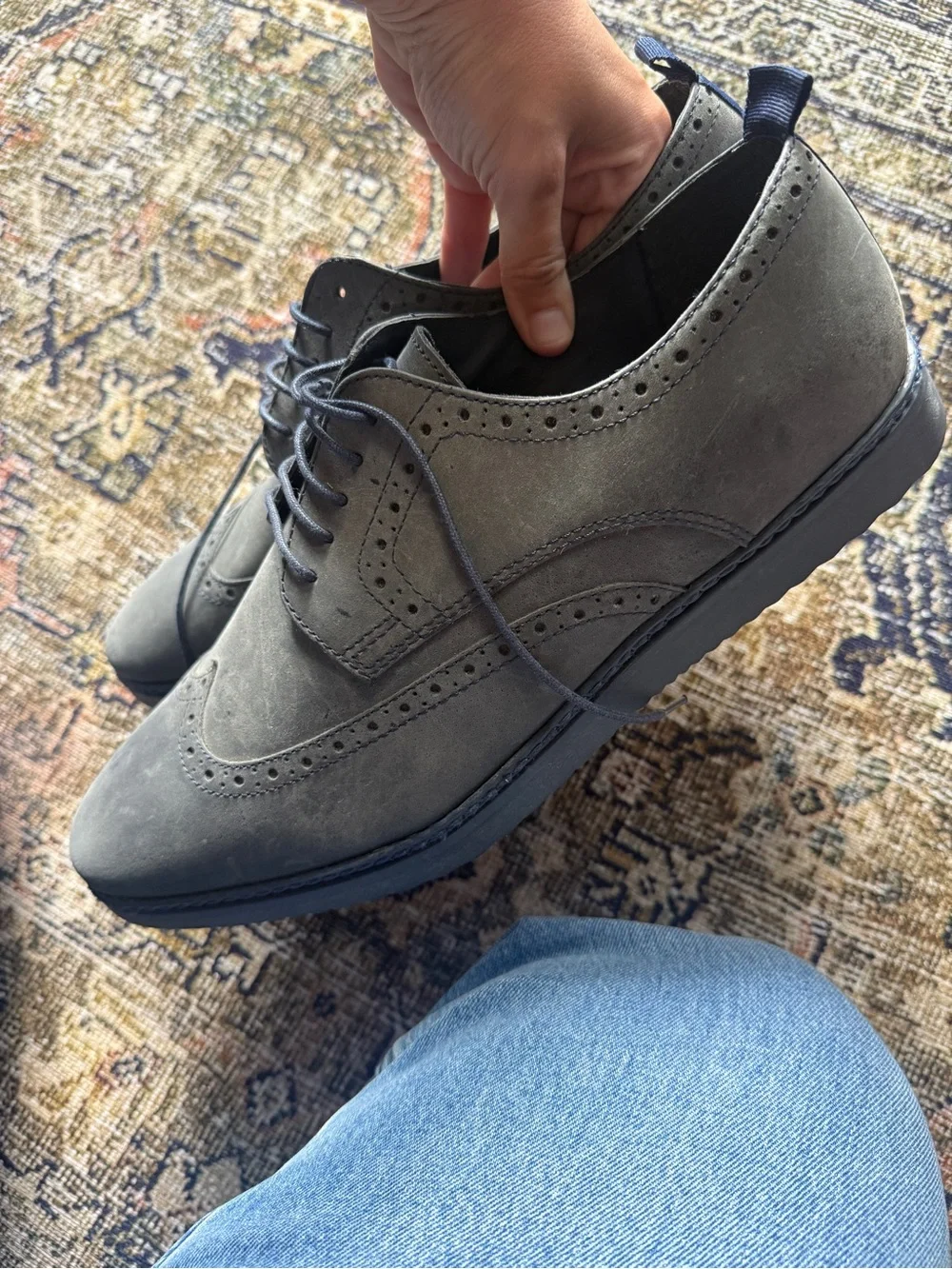 ASOS DESIGN grey faux-suede wingtip derby shoes Men’s Dress Shoes 11